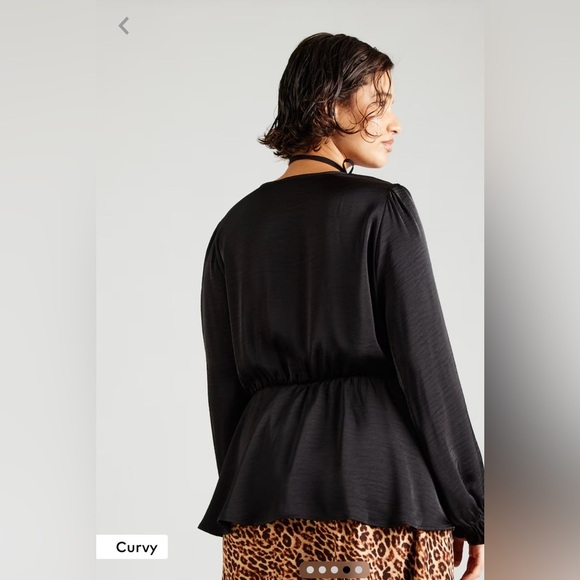 NWT Vero Moda Curve Mary Satin Draped Deep Neck Line Wrap Collarless Blouse - Picture 3 of 10